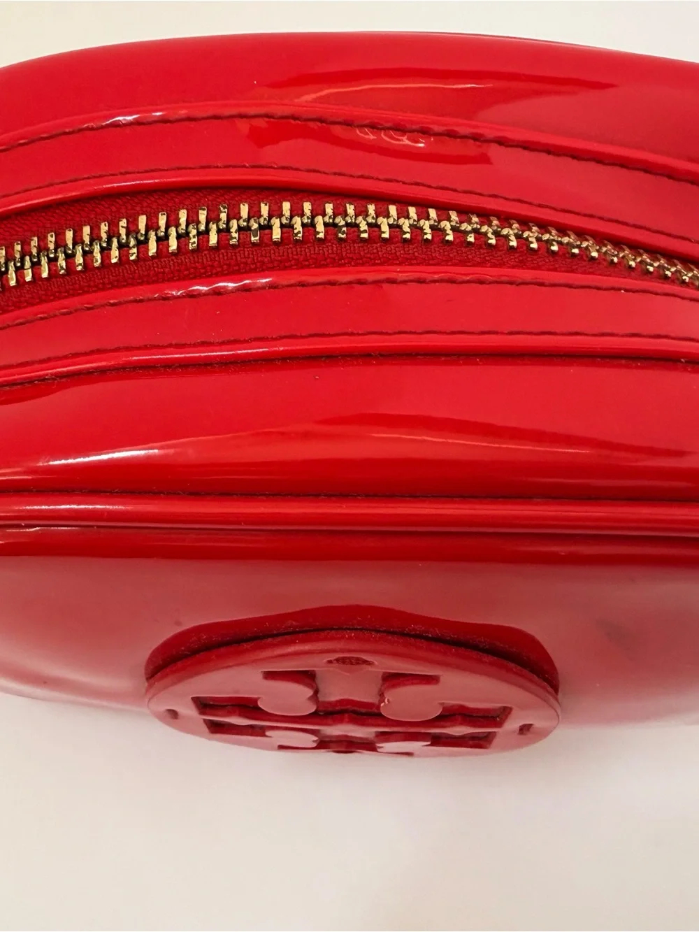 Tory Burch Red Patent Logo Cosmetic Case